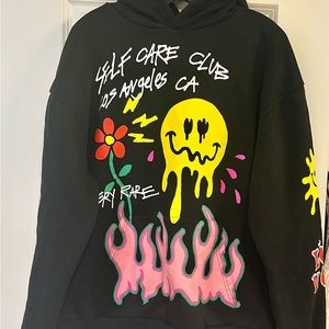 Men’s PacSun Very Rare Club Self Care Black Hoodie Sweatshirt Size L